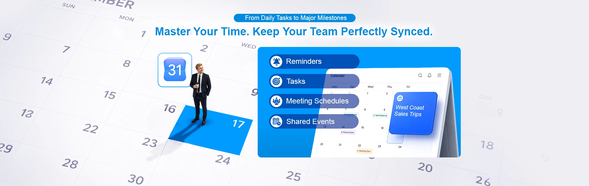 Ahsay Google Calendar backup secures user's tasks to major milestones : backup reminders, tasks, meeting schedules, shared events