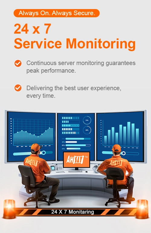 Ahsay staffs monitoring system performance on graphs and charts. Ahsay provide 4 x 7 service monitoring.