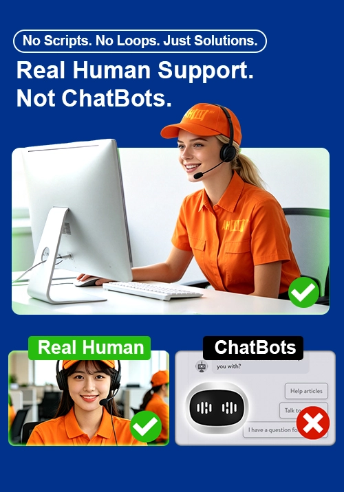 Comparison of Ahsay support, staffed by real human support agents verses other providers that rely on chatbots