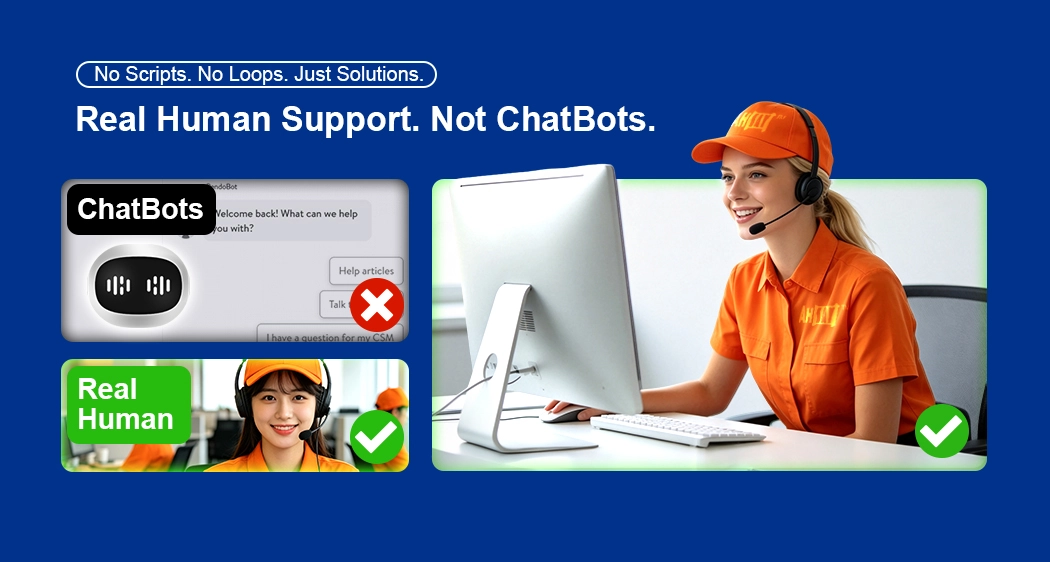 Comparison of Ahsay support, staffed by real human support agents verses other providers that rely on chatbots
