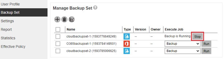 Stop backup job