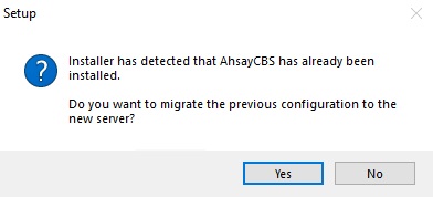 Existing AhsayCBS Installation Detected