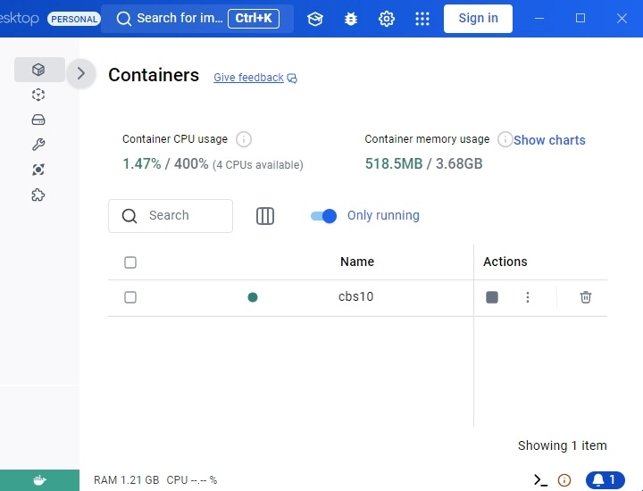 Containers in Docker Desktop