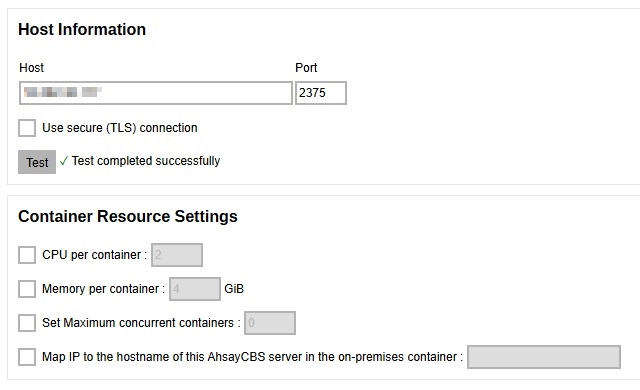 Container Resource Settings