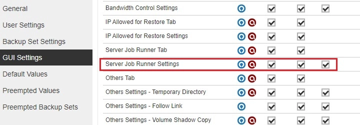 Server Job Runner Settings