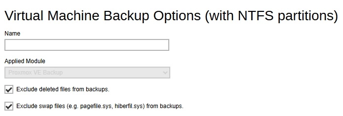 Virtual Machine Backup Options Default Values