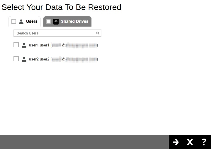 Select Data to Restore