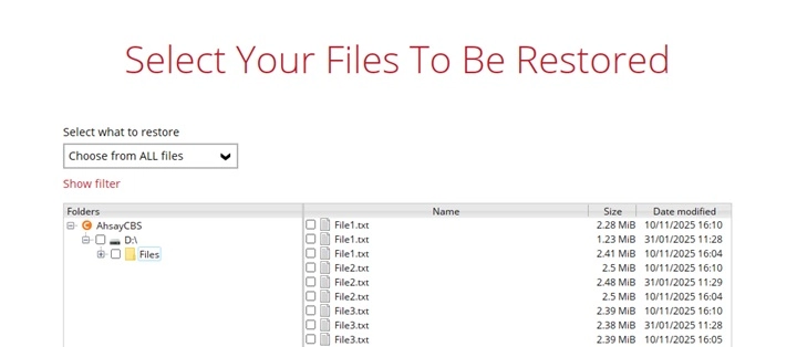 Choose from all files