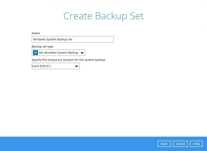 Create backup set