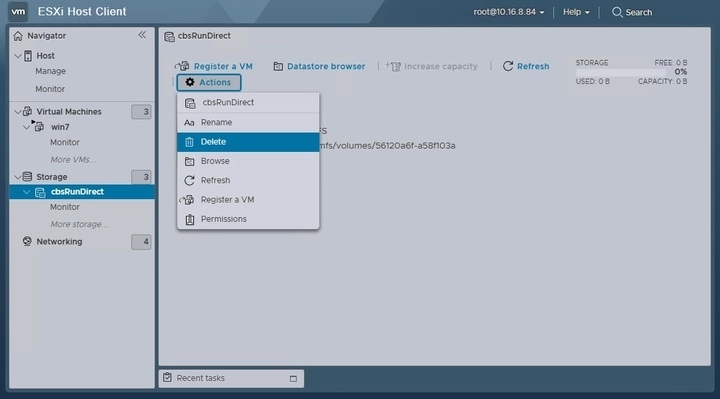 Delete NFS Datastore