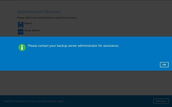 Contact Backup Server Administrator