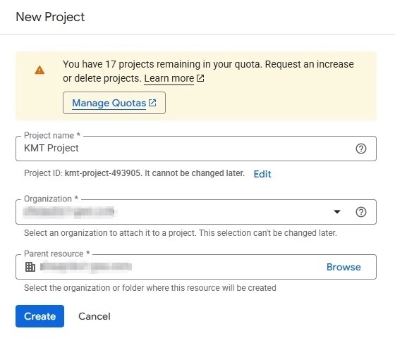 Create new project
