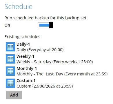 Backup Schedule