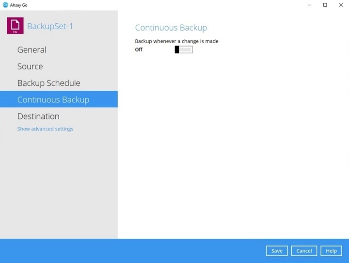 Continuous Backup