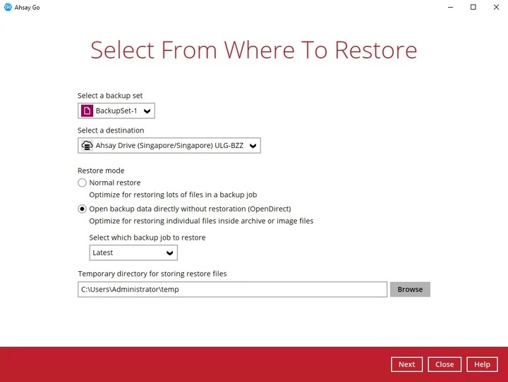 OpenDirect Restore