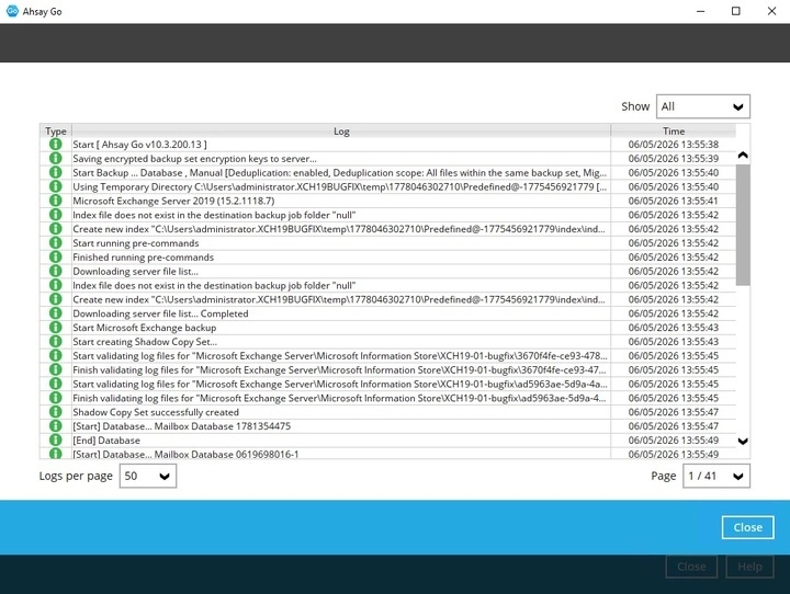 Backup Logs