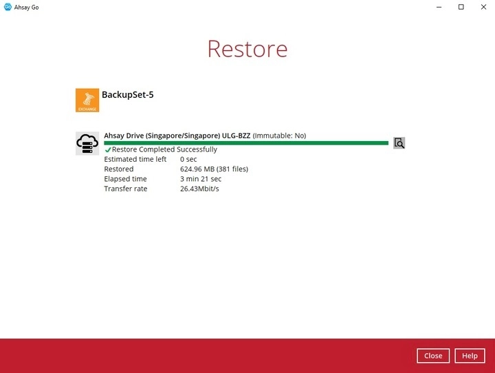 Restore Completed