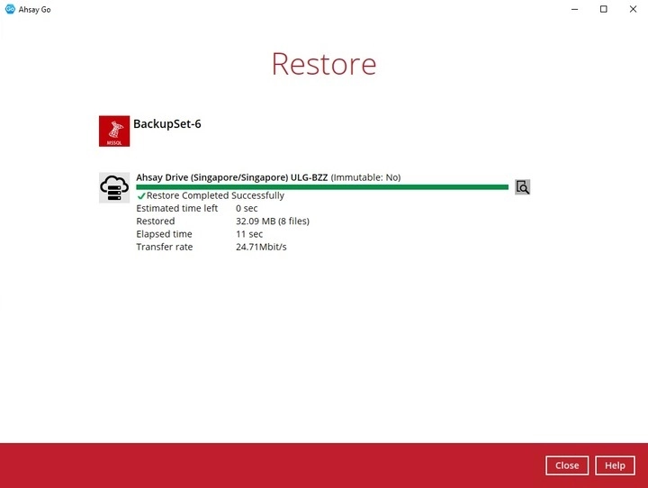Restore Completed