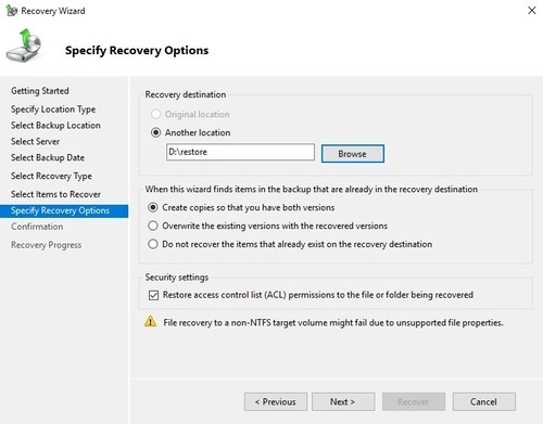 Recovery Options