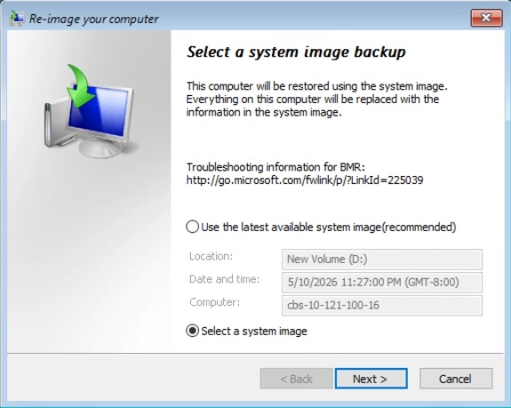 Select System Image