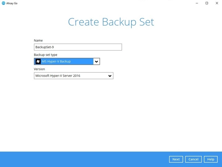 Create backup set