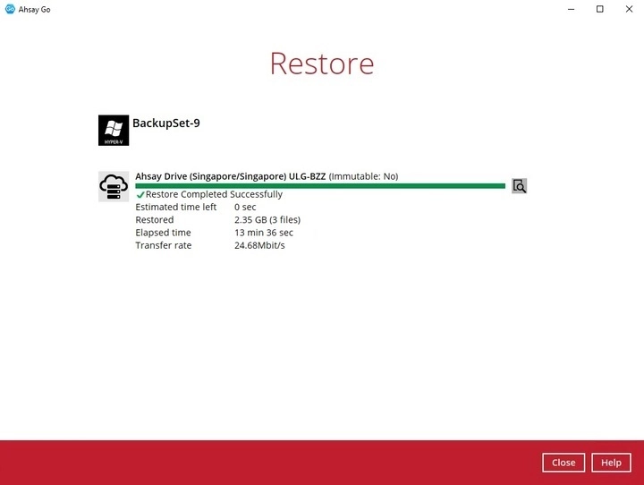 Restore Complete
