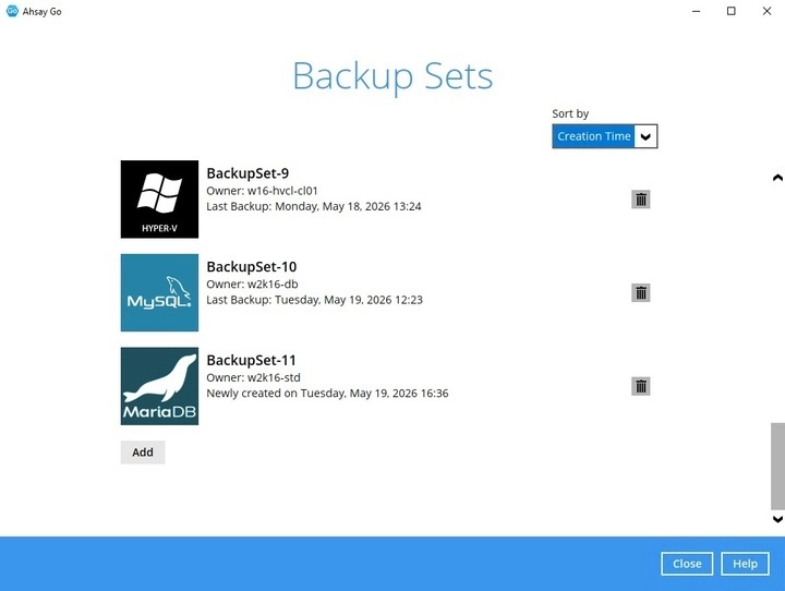 Select Backup Set