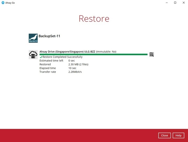 Restore Completed