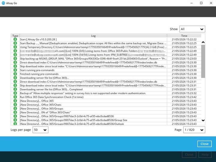 Backup Logs