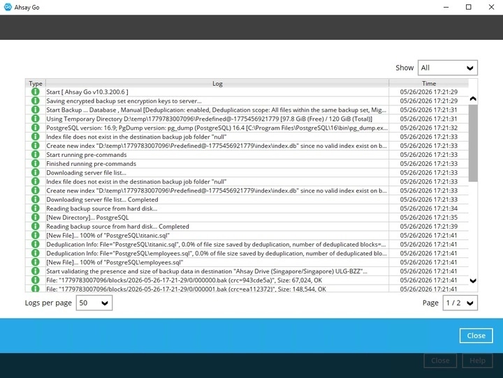 Backup Logs