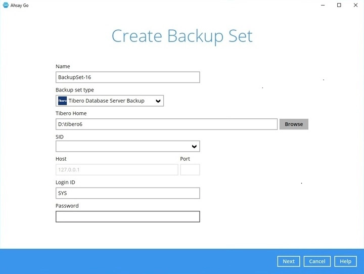 Create backup set