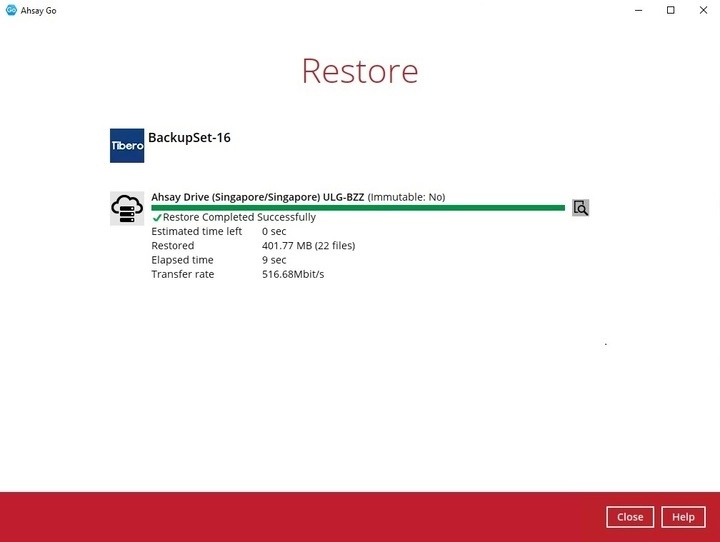 Restore complete