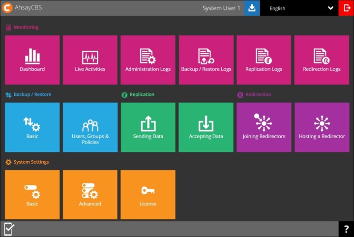 AhsayCBS Main Menu